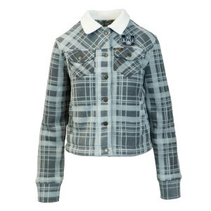 Women's Plaid Jacket Wrangler Polar-Fleece Charcoal